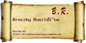 Broczky Ruszlána névjegykártya